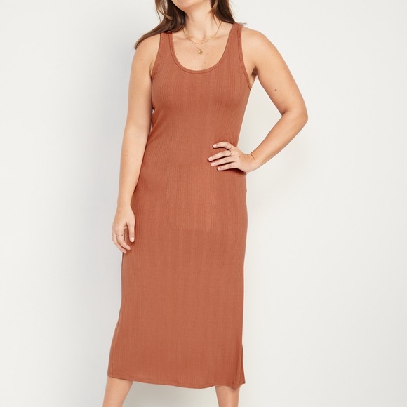 Old Navy Dresses & Skirts - Old Navy Mauve Fitted Sleeveless Rib-Knit Midi Dress